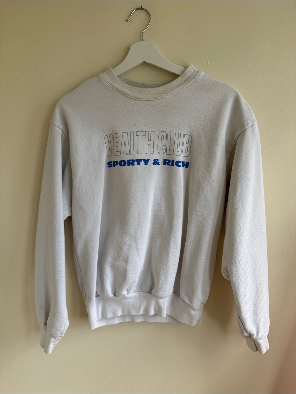 Sporty & Rich White Crewneck with Blue Logo
